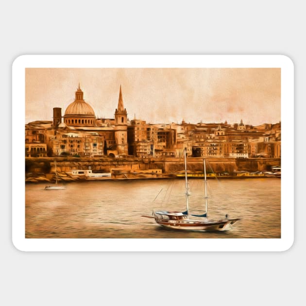 Valletta Malta in the style of Georgia O'Keefe Sticker by Violaman